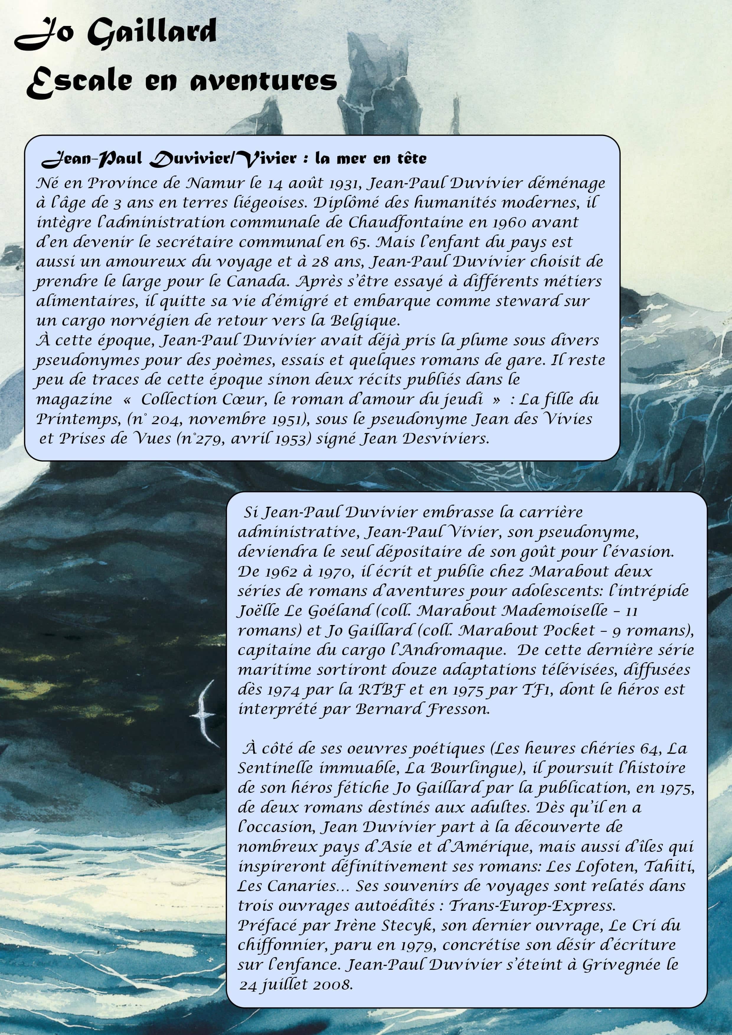 Jo Gaillard : escale en aventures